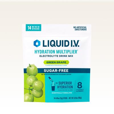 Liquid I.V.® Sugar-Free Green Grape 14-Pack Hydration Multiplier® - Hydrating Keto-Friendly Electrolyte Powder Drink Packet with Zero Sugar