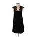 Blue Rain Casual Dress - Party V-Neck Short sleeves: Black Solid Dresses - Women's Size X-Small