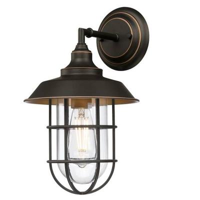 Westinghouse 612169 - Black/Bronze Clear Glass Outdoor Wall Light Fixture (Iron Hill Wall Fixture, Black-Bronze Finish with Highlights (6121600))