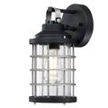 Westinghouse 612220 - 1 Lamp Textured Black/Industrial Clear Seeded Glass Steel Outdoor Wall Light Fixture (Villa Barone Wall Fixture, Textured Black and Industrial Steel Finish (6122)