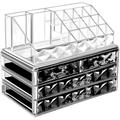 HBlife Clear Acrylic Makeup Organizer 2 Pieces Vanity Makeup Case with 4 Storage Drawers 2 Tier Bedroom Cosmetic Display Case Skincare Bathroom Counter Organizer