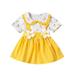 Gwiyeopda Newborn Infant Baby Girl Outfits Summer Casual Doll Collar Floral Print A-line Dress