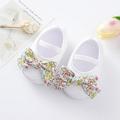 Baby Girls Mary Jane Flats with Bowknot Soft Sole Cotton Princess Wedding Dress Shoes with Heart Print Prewalkers Crib Shoes for 0-12M