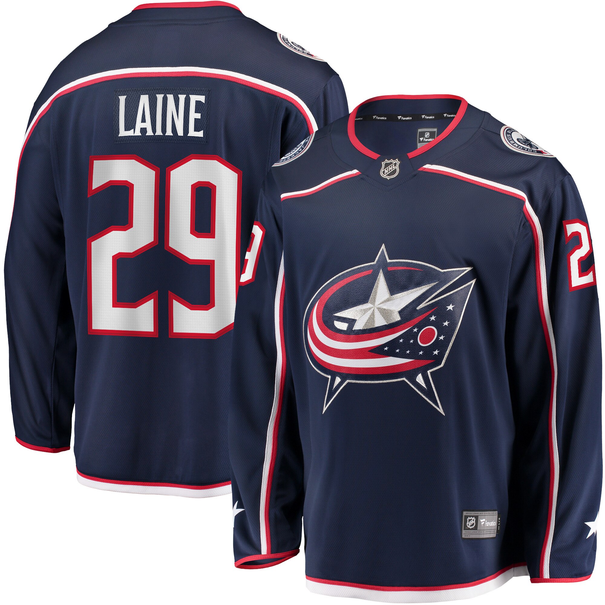 Columbus Blue Jackets Fanatics Branded Home Breakaway Jersey - Navy - Patrik Laine - Mens Image