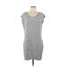 Athleta Casual Dress - Shift Scoop Neck Short sleeves: Gray Marled Dresses - Women's Size Medium