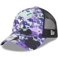 Men's New Era Tottenham Hotspur Black Glitch All Over Print E-Frame Trucker Adjustable Hat