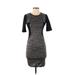 RACHEL Rachel Roy Casual Dress - Bodycon Crew Neck Short sleeves: Black Animal Print Dresses - Women's Size Small - Print Wash