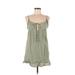 Shein Casual Dress - Mini Tie Neck Sleeveless: Green Solid Dresses - Women's Size Small