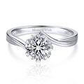 MomentWish Moissanite Rings, 1Ct Engraved Wedding Rings for Her, D Color VVS1 Lab Created Diamond Rings Women Engagement Solitaire Rings Size-U 1/2
