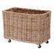 Wovenhill Kubu Rattan Large Log Basket on Wheels | Handmade Woven Laundry Hamper Storage Box | W70 x D44 x H54cm | Natural Brown