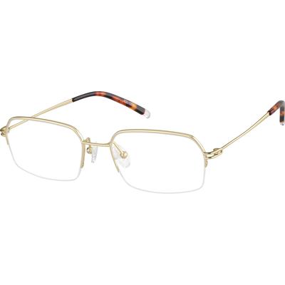 Zenni Men's Geometric Glasses Gold Titanium Frame