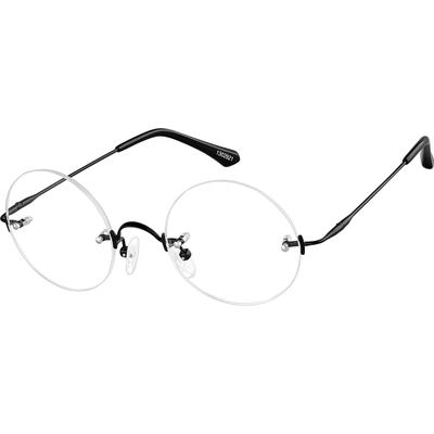 Zenni Round Rimless Glasses Black Titanium Frame
