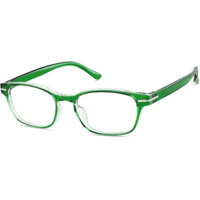 Zenni Women's Oval Glasses Green Plastic Full Rim Frame
