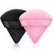 2 PCS Powder Puff Triangle Makeup Puffs for Loose Setting Powder Face Body Foundation Blender Velour Setting Powder Puff Super Soft Eye Makeup Wedges Beauty Tools (1Black 1Pink)