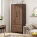 Wood 2-Door Wardrobe Armoire with 2-Drawers
