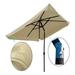 10 x 6.5ft Rectangular Patio Umbrella Outdoor Umbrellas with Crank and Push Button Tilt Sturdy Steel Pole Support Folding Sunshade Umbrellas for Garden Swimming Pool and Market Tan