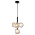 Suspension 4 boules en verre et support de lampe noir