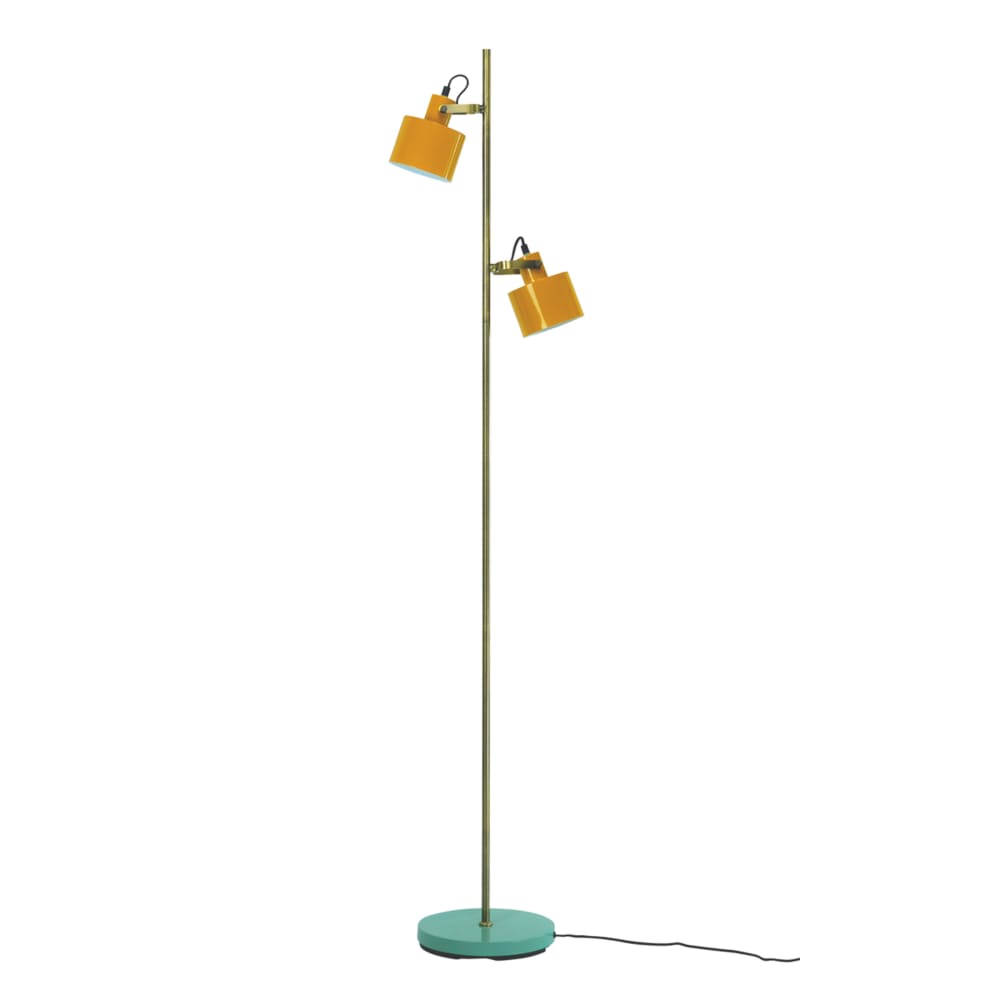 Lampadaire en métal curry laiton turquoise