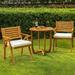 Idzo Patio Bistro Folding Sets 1 Round Table with 2 Cushion Armchairs FSC Acacia Wood Warmy Noon