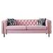 Livingroom 3 Seater Velvet Sofa Removable Cushions Tufted Cushions Sofa Square Arm Couch with 2 Toss Pillows