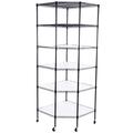 AIJIA Storage Shelf 6-Layer Plastic Coated Polygonal Corner Shelf Storage Rack with 2 PP Wheels - Black (680*680*1800)