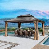 Lotus Home Outdoor Hardtop Gazebo For Garden Bronze Double Roof Aluminum Frame Pavilion | 16 H x 12 W x 12 D in | Wayfair Gazebo-12x16