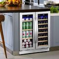 Nipus Classic Series 24" 20 Bottle & 60 Can Dual Zone Wine & Beverage Refrigerator Built-in in Gray | 34.25 H x 24 W x 24.2 D in | Wayfair NPDUAL02