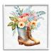 Stupell Industries Country Garden Boots Bouquet Framed On Wood by Ziwei Li Graphic Art Wood in Brown/Green/Pink | 17 H x 17 W x 1.5 D in | Wayfair