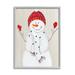 Stupell Industries Seasonal Snowman Smiling Red Hat Framed On Wood by Janet Tava Painting Wood in Brown/Red | 14 H x 11 W x 1.5 D in | Wayfair