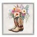 Stupell Industries Country Cowboy Boots Bouquet Framed On Wood by Ziwei Li Graphic Art Wood in Blue/Brown/Pink | 12 H x 12 W x 1.5 D in | Wayfair