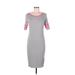 Lularoe Casual Dress - Sheath Scoop Neck Short sleeves: Gray Solid Dresses - Women's Size Medium
