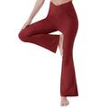 JWZUY Women s Bootcut Yoga Pants with Pockets Flare Leggings High Waisted Yoga Pants Fitness Workout Pants Red XXL