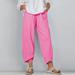 Mother s Day Gifts POROPL Cargo Pants for Women Clearance Under $20 Casual Loose Cotton Linen Solid Wide Leg Pocket Plus Size Pants for Women Hot Pink Size 6