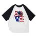 REORIAFEE Mens 4th of July Independence Day US American Flag Patriotic T-Shirt Patchwork Pullover Print T-Shirt Crew Neck 3/4 Sleeve White XL