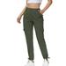 nsendm Golf Pants Women Women Cotton Linen Pants Wide Leg High Waist Flowy Summer Beach Drawstring Pant Trouser Green XXL