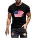 REORIAFEE Mens 4th Of July Celebrating Independence USA Day T-Shirt Print Pullover Fitness Sport T-Shirt Crew Neck Short Sleeve Black XXXL