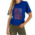 REORIAFEE Cute Tops for Women American Flag Shirt Sunflower Flag Patriotic American Flag T-Shirt Print Independence Day Pullover Crewneck Short Sleeve Blue S