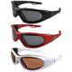 3 Pairs of Hurricane Eyewear Category 5 Jet & Water Ski Sunglasses to Goggles Hybrid - White Frame with Driving Mirror Lens - Black & Red Frames with Polarized Smoke Lenses