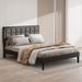 Ebern Designs Northleach King Tufted Platform Bed Upholstered/Metal/Linen | 43 H x 85 W x 78 D in | Wayfair D05DBEC2E4C94E86836B89FF17F1D562