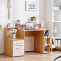 Latitude Run® Computer Desk w/ Drawers & Hutch, Modern Office Desk w/ File Cabinet, Small Desk For Bedroom in Brown | 33 H x 52 W x 21 D in | Wayfair