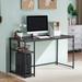 17 Stories Computer Desk w/ Shelves, Office Desk For Living Room, Small Desk w/ Storage Wood/Metal in Black/Brown/Gray | Wayfair