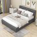 Latitude Run® Cruiz Linen Upholstered Platform Bed w/ Headboard & 4 Drawers Metal in Gray | 39.7 H x 69 W x 84 D in | Wayfair