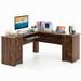 Wade Logan® Aviyon 66.5" W L-Shaped Computer Desk w/ & Cabinet Wood in Brown | 30.5 H x 66.5 W x 66.5 D in | Wayfair