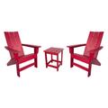 Rosecliff Heights Arenijus HDPE Weather-Resistant Modern Adirondack Chair w/ Side Table Set in Red | 35.5 H x 42 W x 32 D in | Wayfair