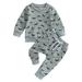 Calsunbaby Kids Toddler Baby 2pcs Outfits Set Halloween Clothes Bat Print Sweatshirt and Pants Suit for Infant Girls Boy