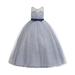 safuny Girls s Party Gown Birthday Dress Clearance Floral Lace Splicing Sleeveless Princess Dress Lovely Comfy Fit Vintage Round Neck Holiday Bowknot Tiered Mesh Gray 5-14Y