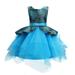 safuny Girls s Party Gown Birthday Dress Clearance Floral Bowknot Comfy Fit Vintage Holiday Sleeveless Lovely Princess Dress Round Neck Tiered Mesh Ruffle Hem Blue 0-6Y