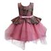 safuny Girls s Party Gown Birthday Dress Clearance Floral Bowknot Comfy Fit Vintage Holiday Sleeveless Lovely Princess Dress Round Neck Tiered Mesh Ruffle Hem Pink 0-6Y