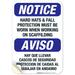 Bilingual Hard Hats & Fall Protection Must Be Worn Sign OSHA Sign 10x7 Vinyl Sticker