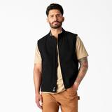 Dickies Men's Duck Canvas High Pile Fleece Lined Vest - Rinsed Black Size (TE360)